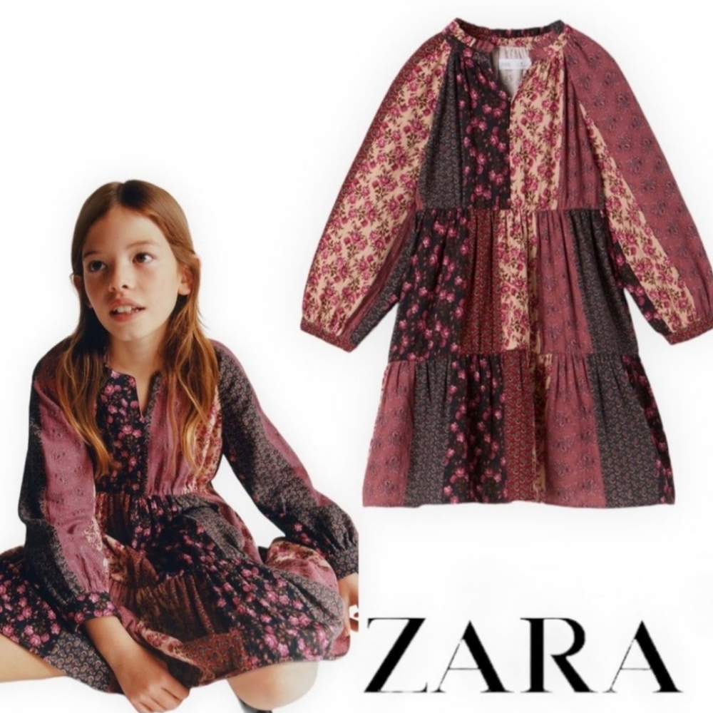 Zara Kids|Maroon| Patchwork Dress